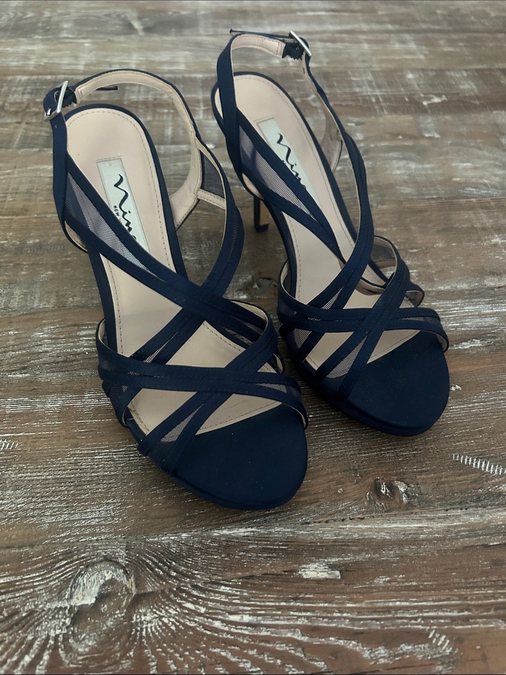 Nina Bess Women's Evening Heels Sandals, Size 6.5 M, Blue Navy Party, Dressy